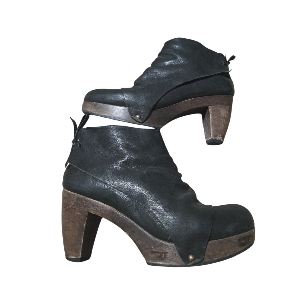 Coclico Ndakinna Black Leather Wooden Platform Ankle Boots 39 Spain